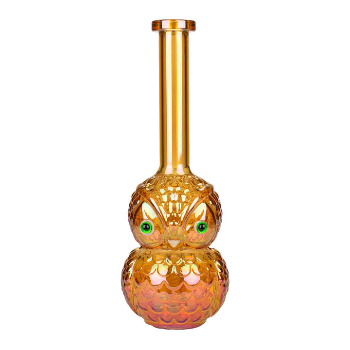 9 inch Electroplated Owl Bong in Rose Gold - Front View