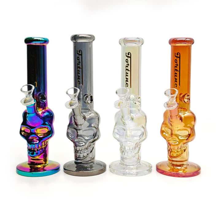 Electroplated Skull Glass Bong with tube, downstem, and ice catcher