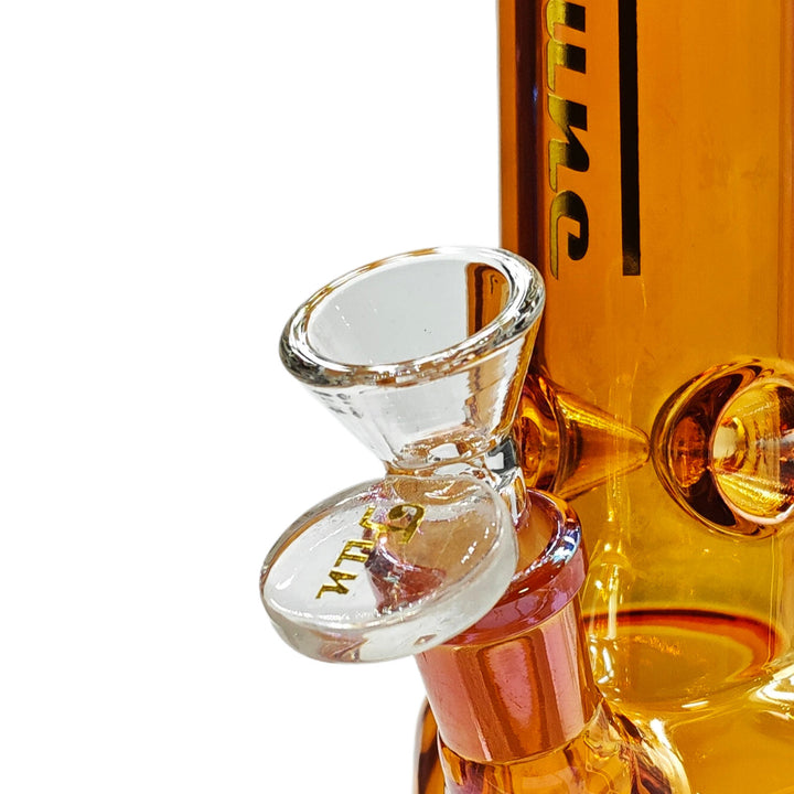 Close-up of Electroplated Skull Glass Bong bowl and downstem connection