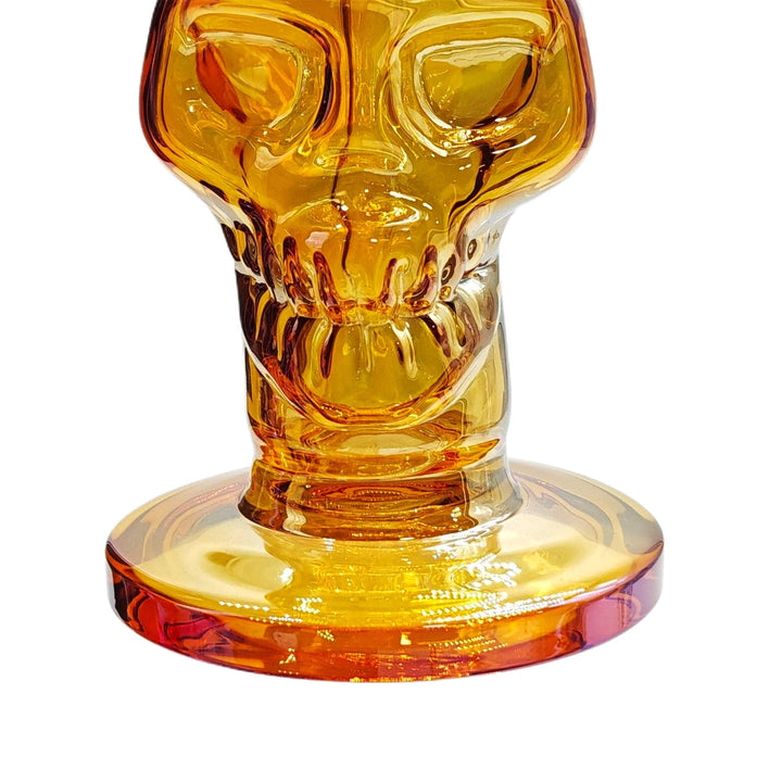 Bronze Electroplated Skull Glass Bong with skull design chamber