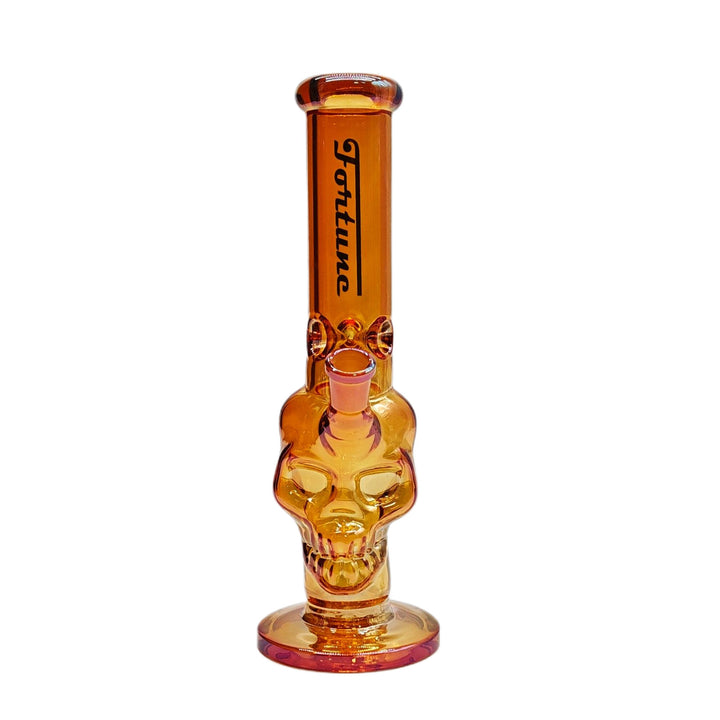 Front view bronze Electroplated Skull Glass Bong