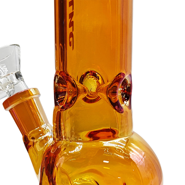 Close-up of ice catcher feature inside Electroplated Skull Glass Bong tube