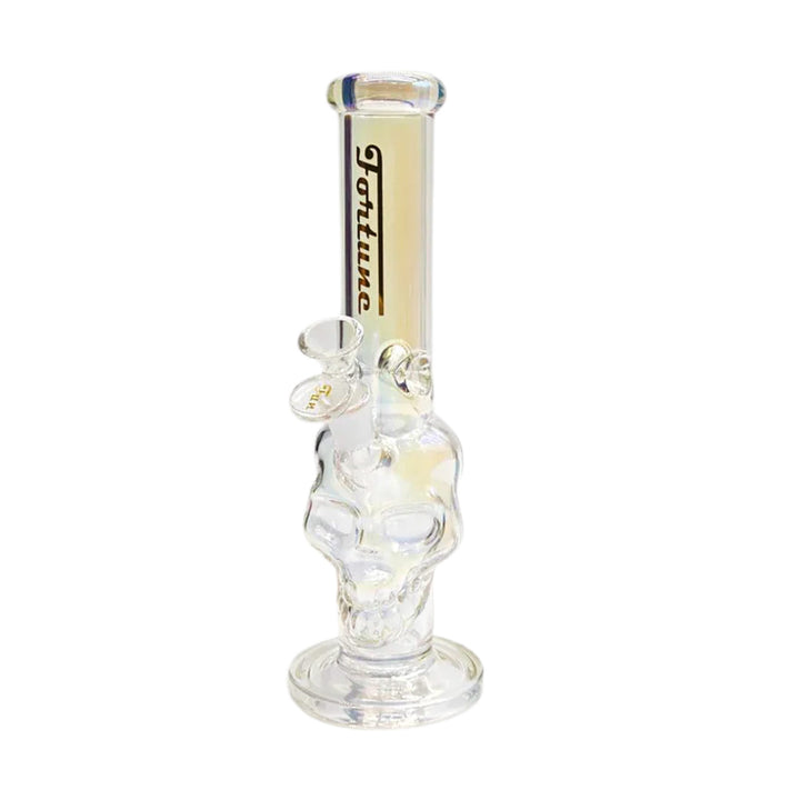 Front angle sunshine Electroplated Skull Glass Bong