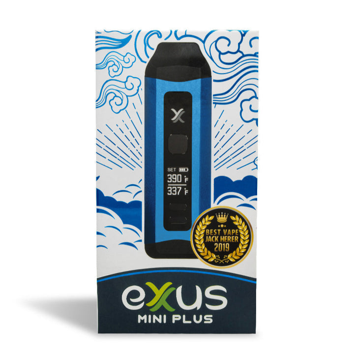 Exxus Vape Mini Plus Portable Wax Vaporizer blue with packaging
