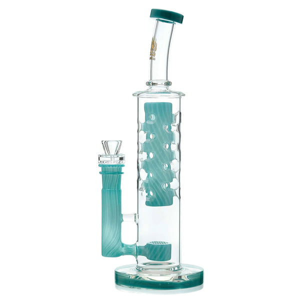 Flower Straight Fab Bong in Aqua blue with fab-style chamber