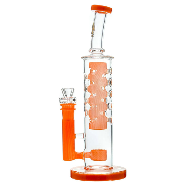 Flower Straight Fab Bong in Orange glass