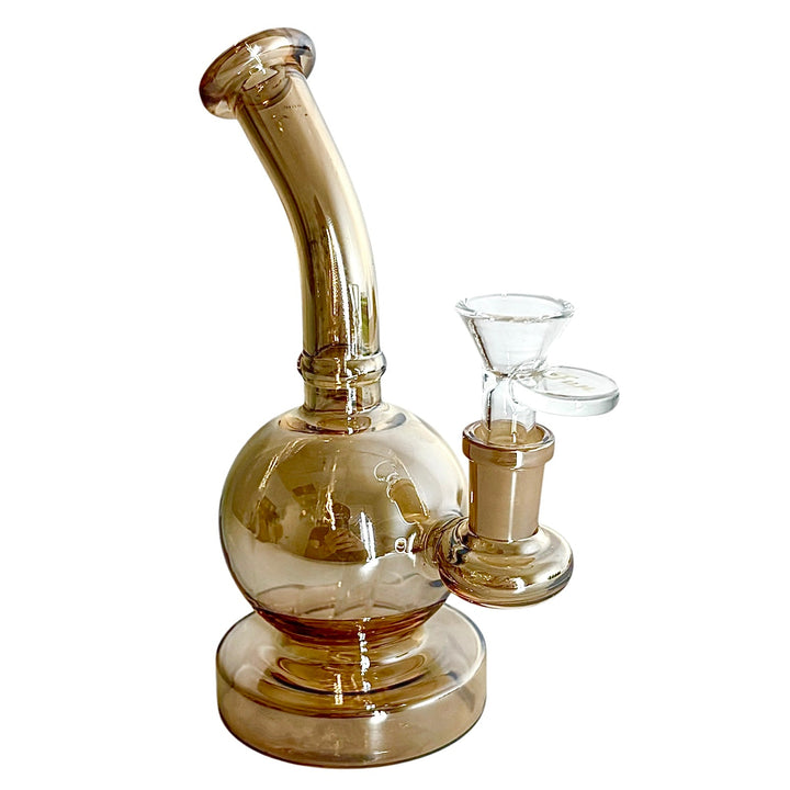 Gold Electroplated Ball Glass Bong – Reflective Metallic Shine