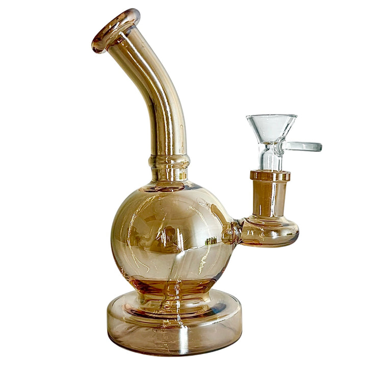 Side Angle View of 6.75-Inch Rainbow Electroplated Ball Glass Bong