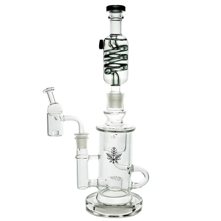 Freeze Pipe Klein Recycler Dab Rig with dual glycerin coils and quartz banger