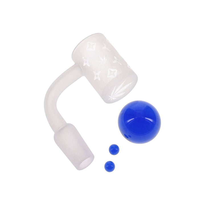 Frosted Flat-Top Male Quartz Banger with Terp Beads ¨C Blue