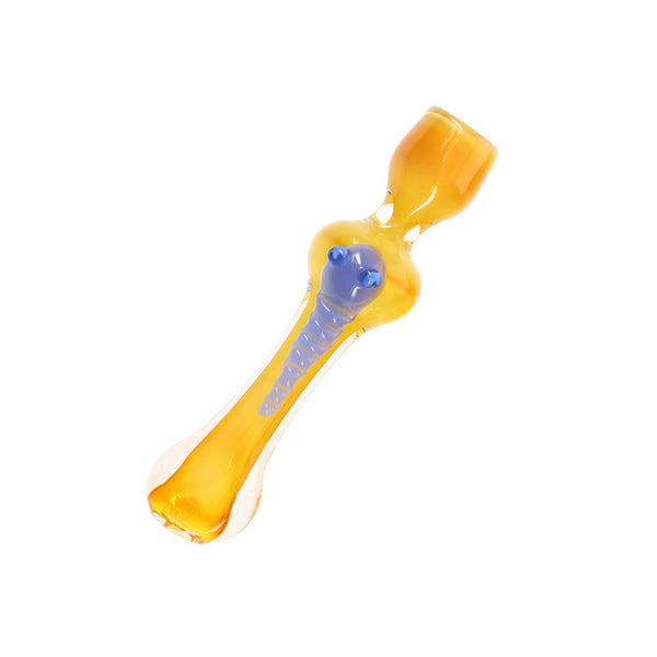 Gilded Gold-Fumed Chillum Glass Pipe - pilotdiary