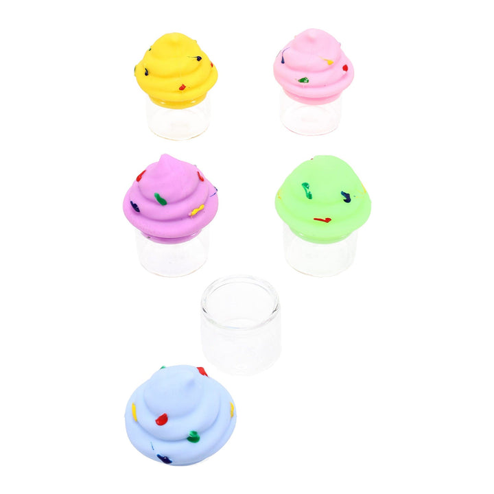 glass stash jar with ice cream silicone lid all available colors