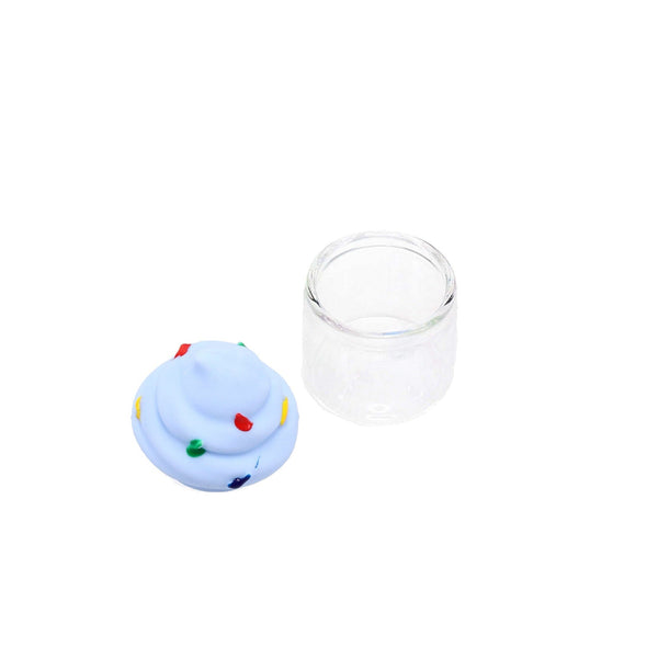 Glass stash jar with ice cream silicone lid