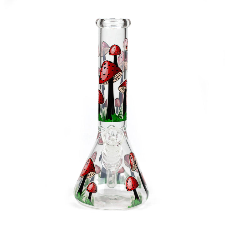 Front view of thick bowl on Glow in the Dark Mushroom Weed Bong 10 inch
