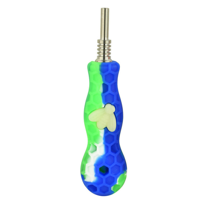 Glow Honey Bee Silicone Nectar Collector in green and blue