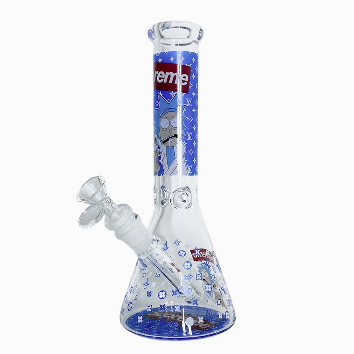 10" Cartoon Glass Bong – Design B featuring glow accents and beaker shape