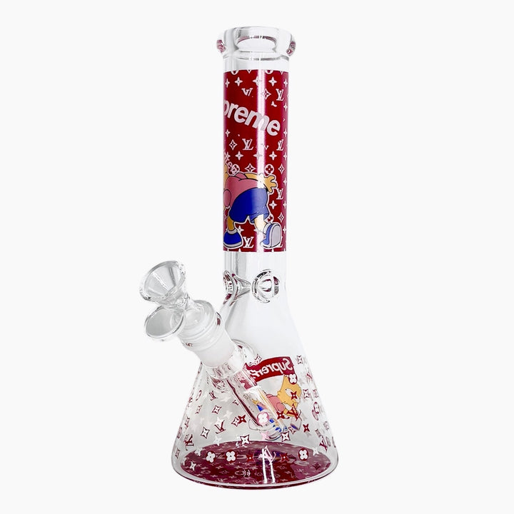 Cartoon Glass Bong Design C – Glows in the dark with colorful characters