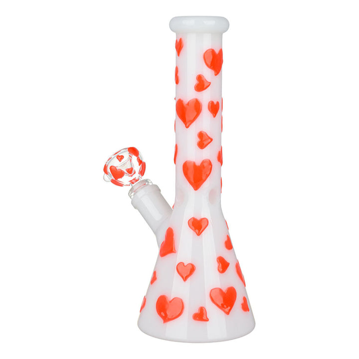 Side view of Glow In The Dark Heart Beaker Water Bong
