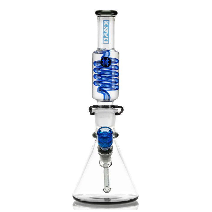 Front view of the 14″ Glycerin Coil Beaker Bong with clear glycerin coil chamber