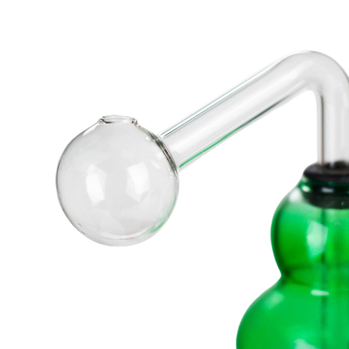 Close-up of the bowl on Gradient Skull Oil Burning Pipe made from durable borosilicate glass