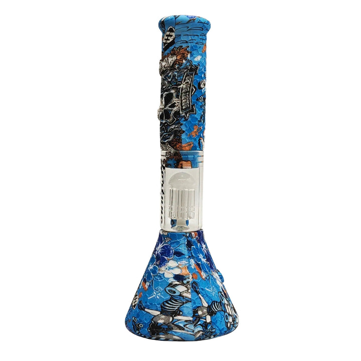 11" Graphic Silicone Bong with Glass Perc back view