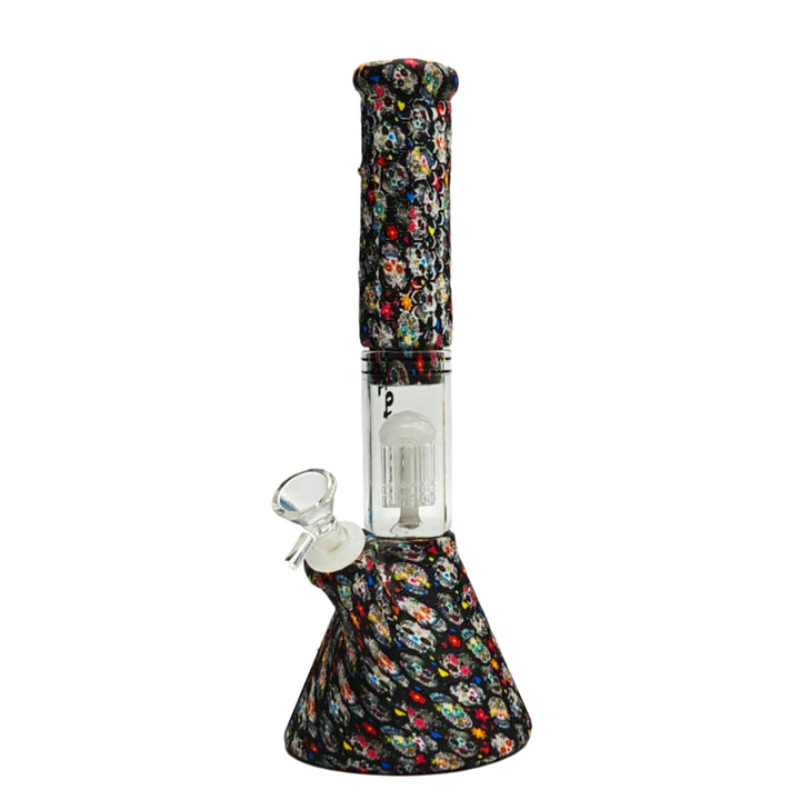 11" Graphic Skull Silicone Bong with Glass Perc - PILOTDIARY