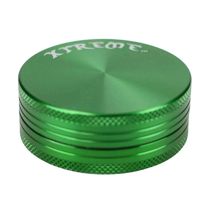 Green Mini Herb Grinder with textured aluminum body