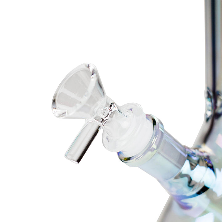 Close-up of thick glass bowl on green Electroplate Beaker Bong