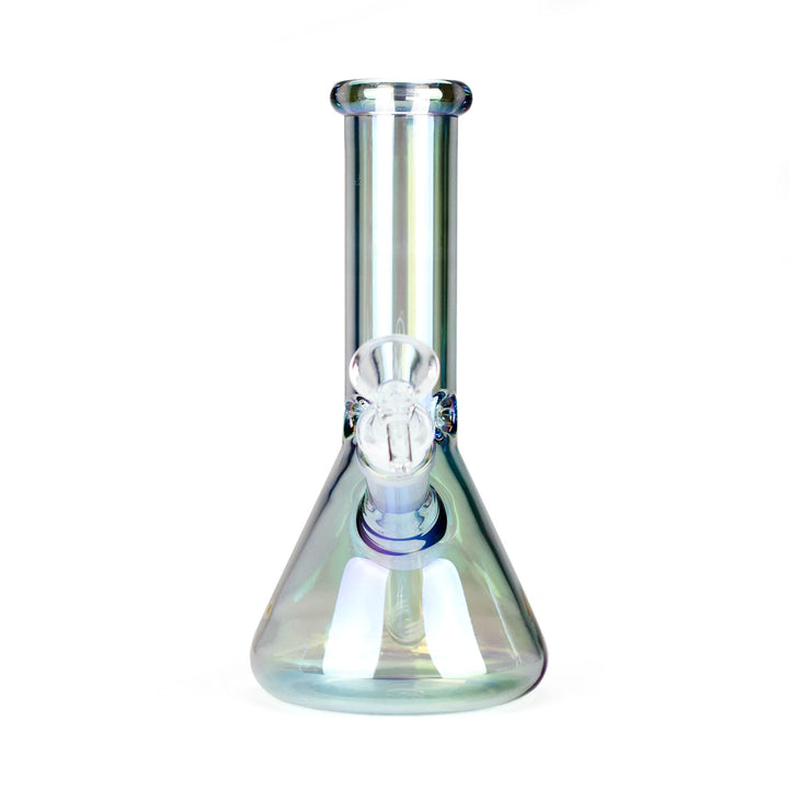Green Electroplate Beaker Bong - Front View with Ice Catcher