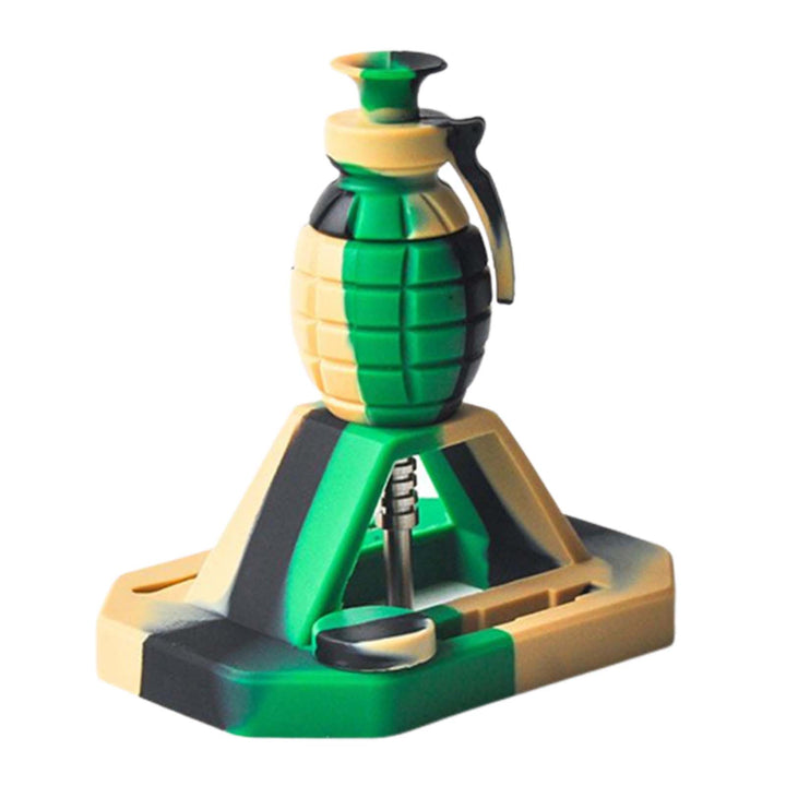Grenade Nectar Collector Kit in black, green, and tan silicone with dabber