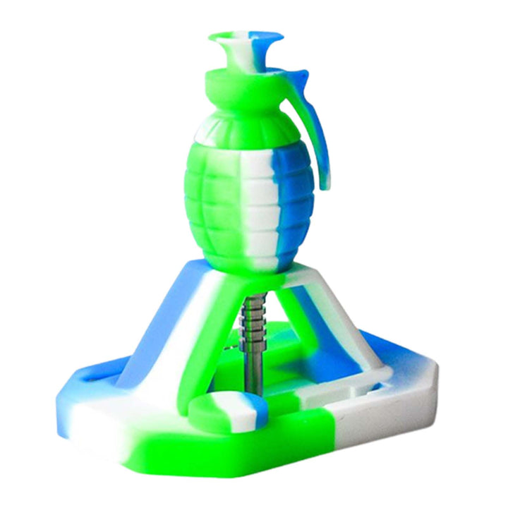 Grenade Nectar Collector Kit in green and blue silicone
