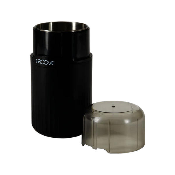 groove ripster weed electric grinder with the lid open