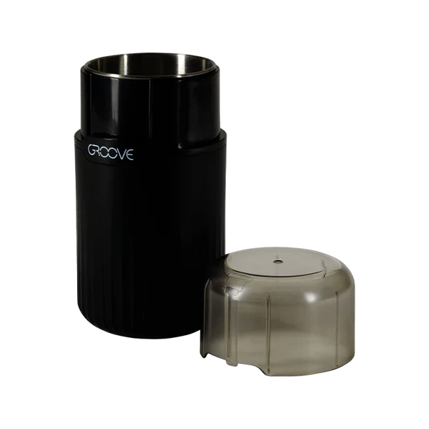 groove ripster weed electric grinder with the lid open