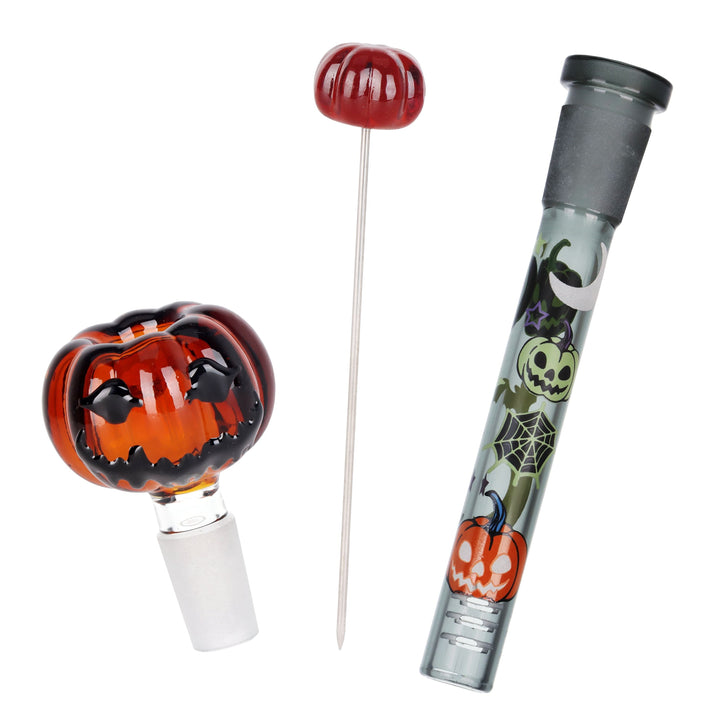 Halloween Glow Duo Party Bong with removable bowl, dab tool and downstem