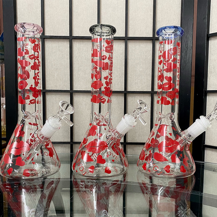 Heart Pattern Glass Bong