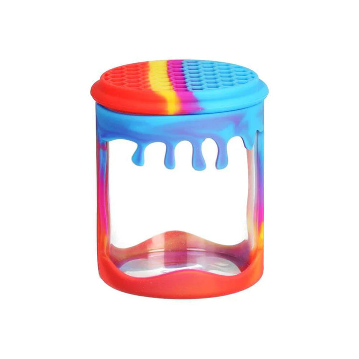 Honeycomb Dab Container in rainbow colors showcasing silicone honeycomb drip design