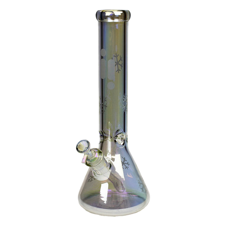 14" Clear Sunshine Infyniti Beaker Bong with snowflake graphic
