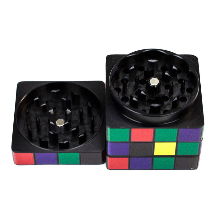 Open Infyniti cube grinder showing grinding chamber