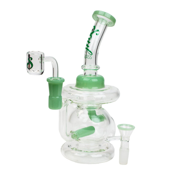 Green Inline Diffuser Recycler Bong Dab Rig Combo