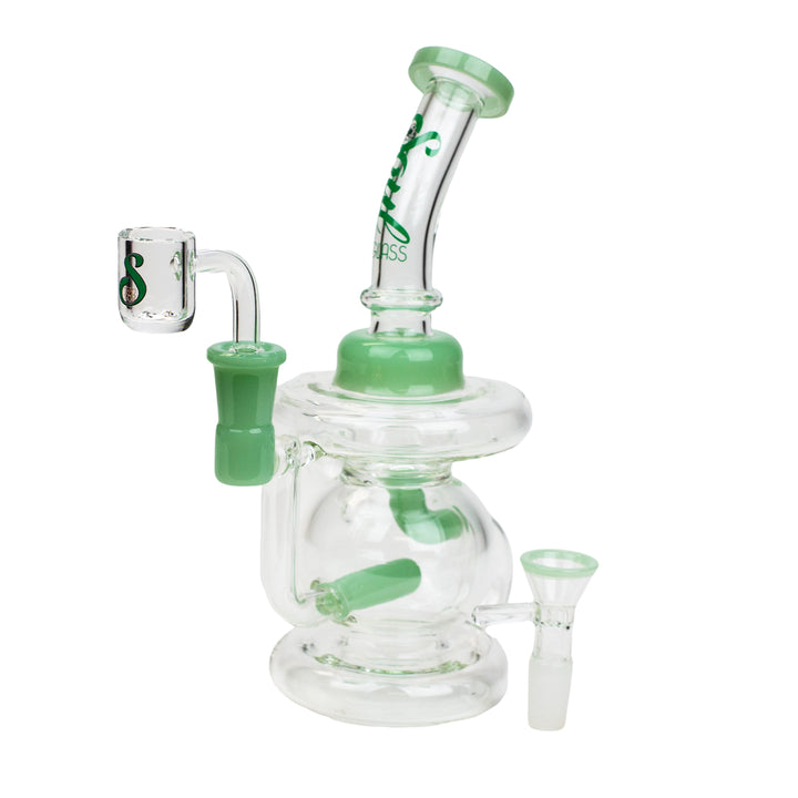 Green Inline Diffuser Recycler Bong Dab Rig Combo