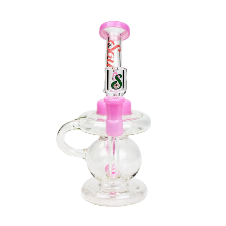 Back view of the Pink Inline Diffuser Recycler Bong Dab Rig Combo