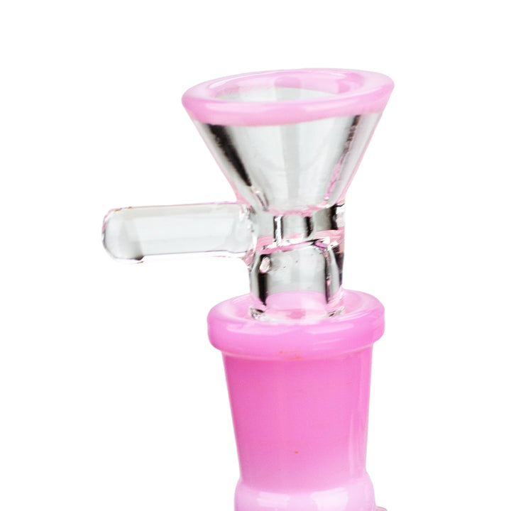 Pink Inline Recycler Bong with 14mm thick glass bowl for dry herbs