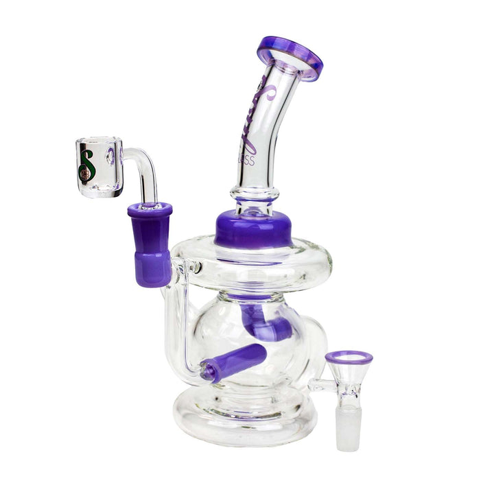 Purple Inline Diffuser Recycler Bong Dab Rig Combo