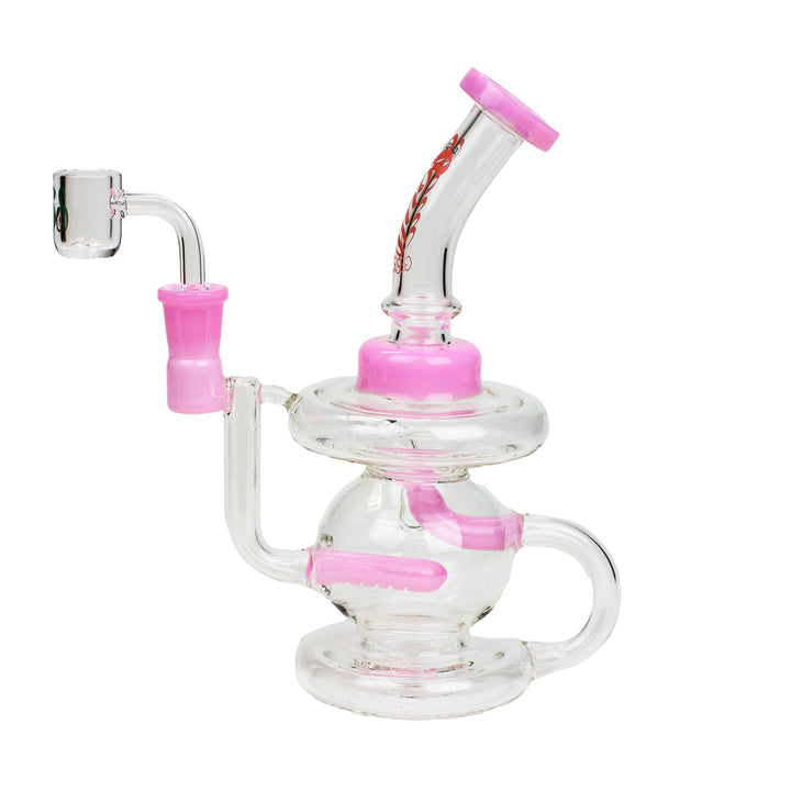 Pink Bong Dab Rig Combo – Side view showing bent neck and stemless base