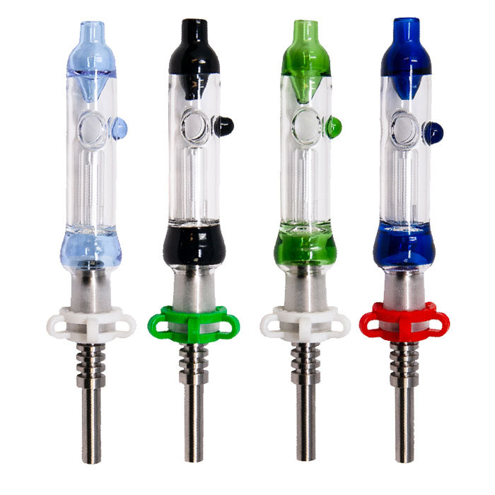 King Nectar Collector Dab Kit 14mm full color collection in Blue, Purple, Black, and Green