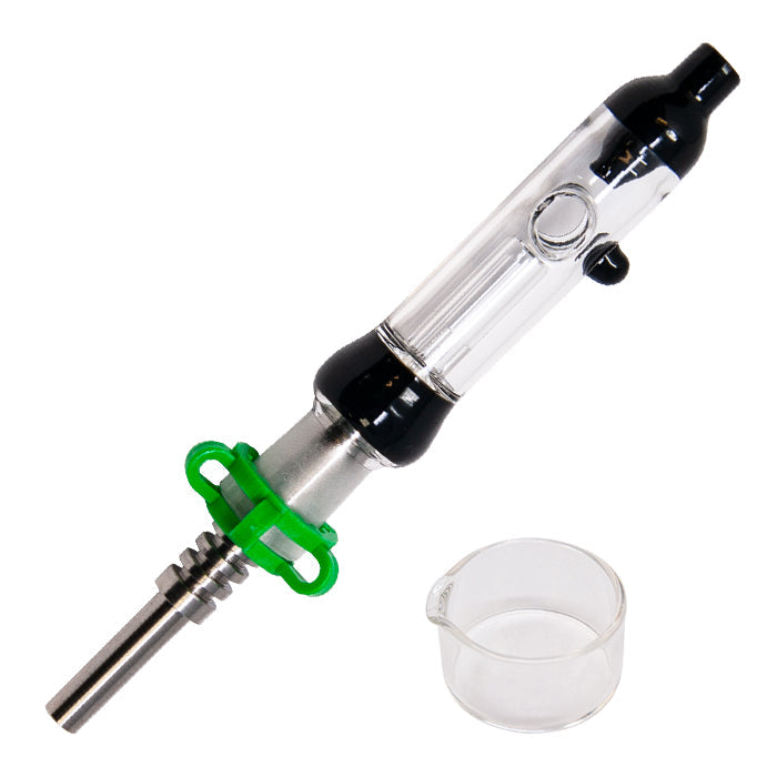 Black King Nectar Collector Dab Kit 14mm with titanium tip and glass bowl
