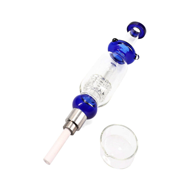 Lab Tower Glass Matrix Perc Nectar Collector Dabber in blue