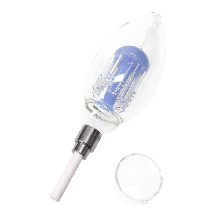 Light Blue Light Bulb Dab Straw with Tree Perc