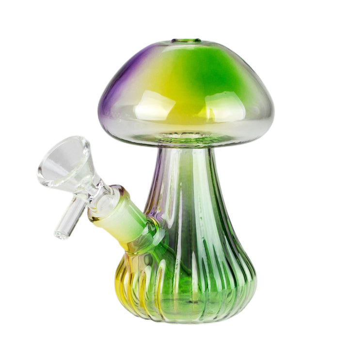 5 Inch Magic Mushroom Glass Bong in green, yelllow and purple