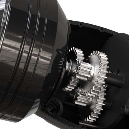 Detailed view of the internal gear mechanism of the Mamba Electric Weed Grinder